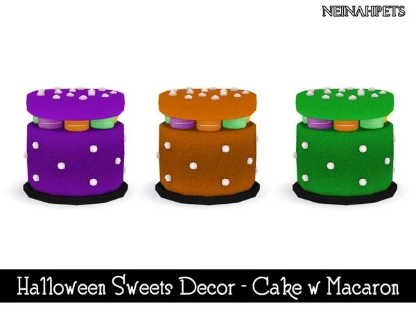 Halloween Sweets Decor Cake with Macarons Mesh Required - The Sims 4 Custom Content