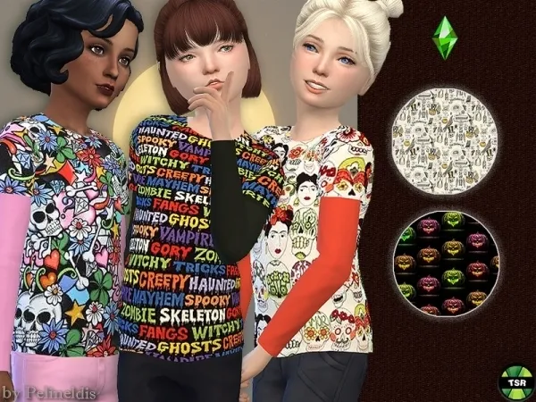 Maxis Match Pelineldis' Halloween Longsleeve Tee - The Sims 4 Custom Content