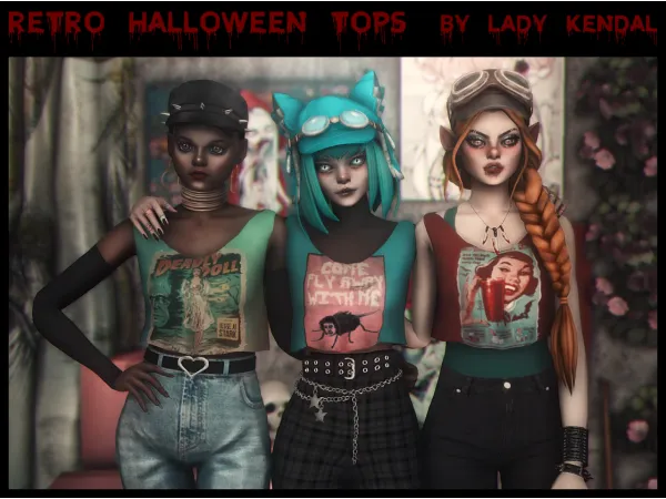 Maxis Match Retro Halloween Tops - The Sims 4 Custom Content