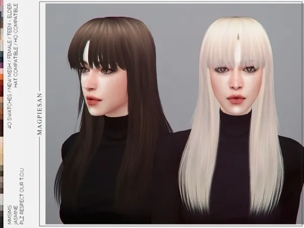 Alpha magpiesan's Jasmine Hair - The Sims 4 Custom Content