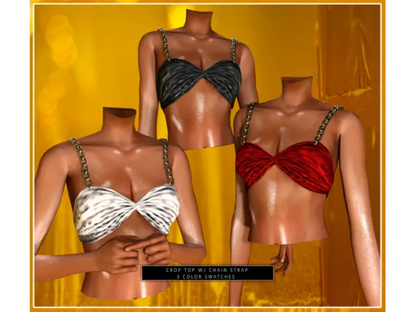 Alpha CROP TOP CHAIN STRAP by simsfinds - The Sims 4 Custom Content