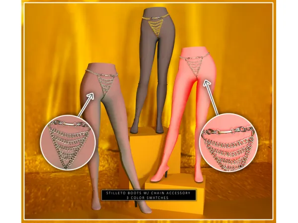 Alpha STILLETO BOOTS W CHAIN ACCESSORY by simsfinds - The Sims 4 Custom Content