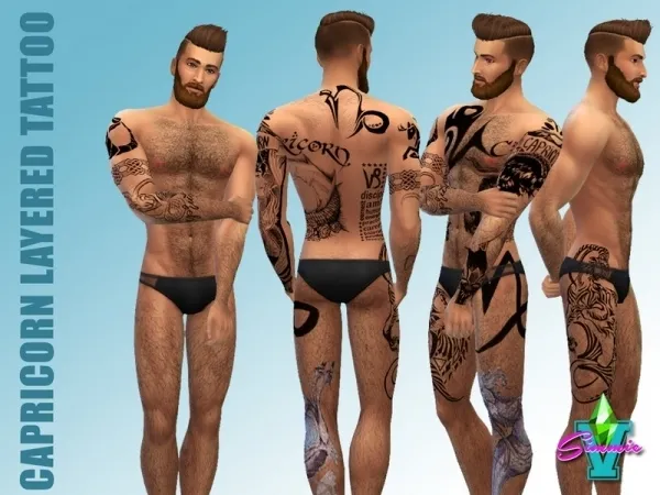 Mix SimmieV Capricorn Layered Tattoo - The Sims 4 Custom Content