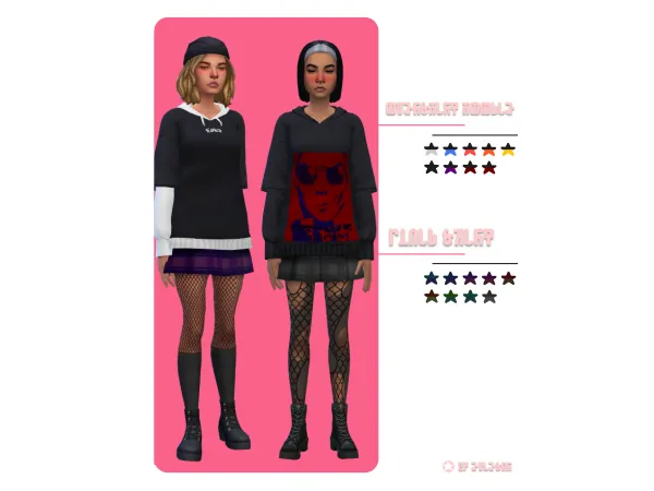 OVERSHIRT HOODIE + PLAID SKIRT by eviesar