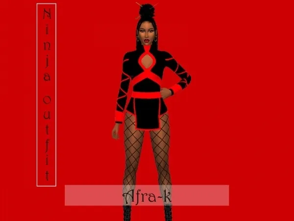 Alpha akaysims' Afra k ninja outfit - The Sims 4 Custom Content
