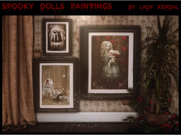 Alpha Spooky Dolls Paintings - The Sims 4 Custom Content