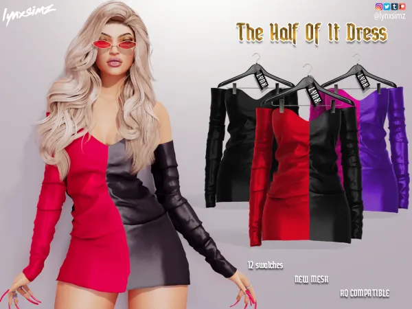 Alpha Lynxsimz Half Of It Dress - The Sims 4 Custom Content