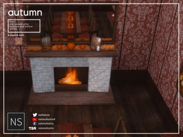 Alpha Autumn Dining Wall Networksims - The Sims 4 Custom Content
