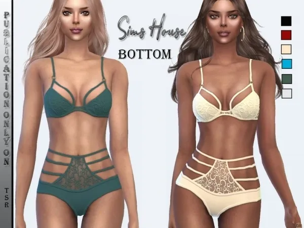 Maxis Match Sims House's Women's briefs with stripes and lace - The Sims 4 Custom Content
