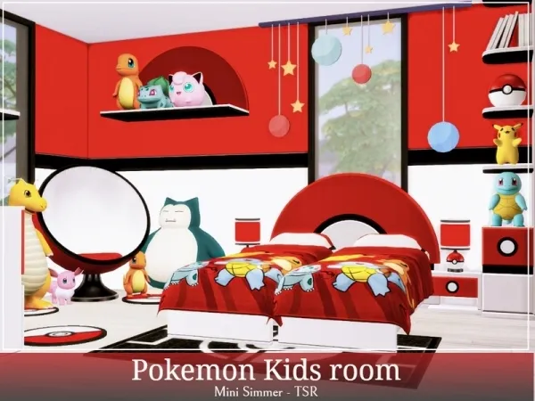 Alpha Mini Simmer's Pokemon Kids room - The Sims 4 Custom Content