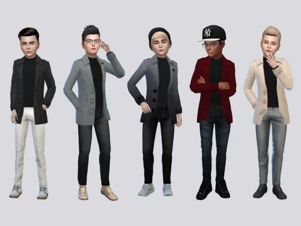 Maxis Match McLayneSims' Duhamel Fall Trench Coat Boys - The Sims 4 Custom Content
