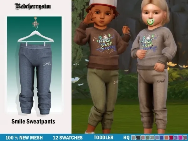 Maxis Match redcherrysim's Smile Sweatpants - The Sims 4 Custom Content