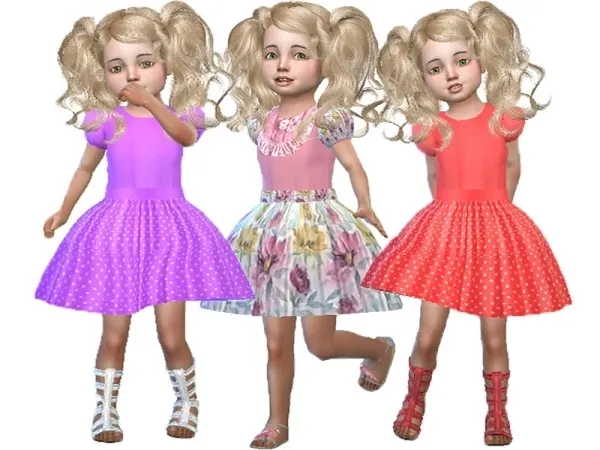 Alpha TrudieOpp's Toddler silk and cotton dresses (Base game) - The Sims 4 Custom Content
