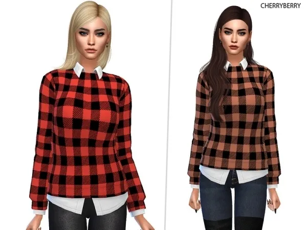 Maxis Match CherryBerrySim's Preppy Plaid Sweater - The Sims 4 Custom Content