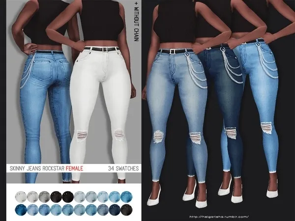 helgatisha Skinny jeans Rockstar female - The Sims 4 Custom Content