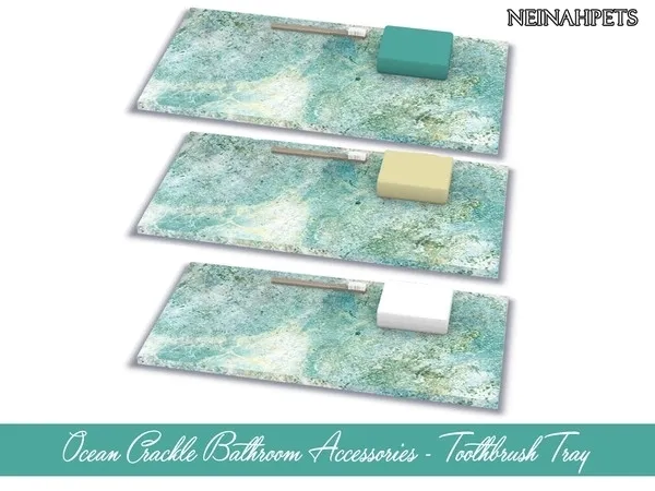 Ocean Crackle Bathroom Accessories Toothbrush TrayMesh Req - The Sims 4 Custom Content
