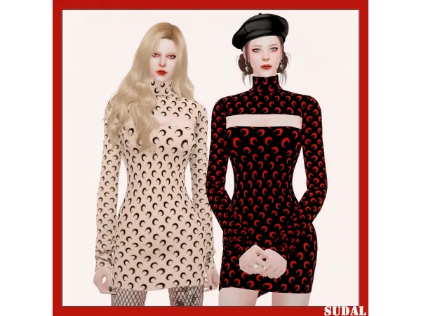 Mix [sudal] Turtleneck open dress - The Sims 4 Custom Content