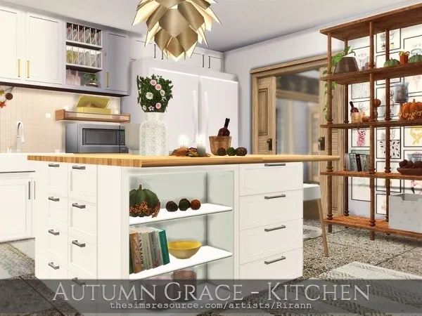 Alpha Rirann's Autumn Grace Kitchen - The Sims 4 Custom Content