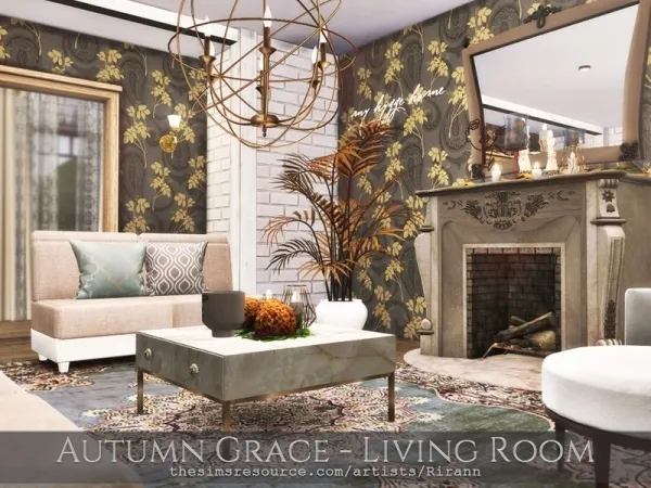 Alpha Rirann's Autumn Grace Living Room - The Sims 4 Custom Content