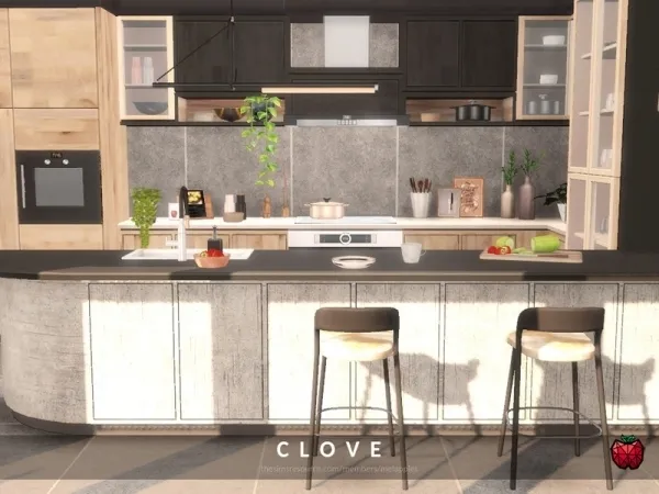 Alpha melapples' Clove kitchen - The Sims 4 Custom Content