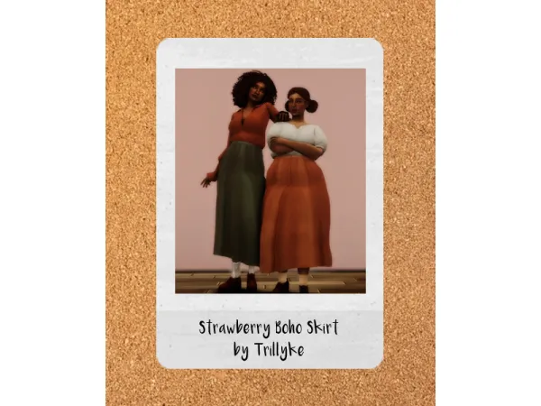 Alpha trillykeu2019s strawberry boho skirt recolored in u201cthe historianu201d - The Sims 4 Custom Content