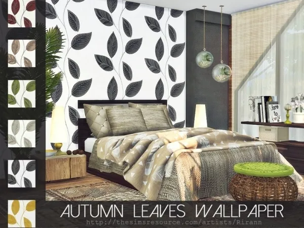 Alpha Rirann's Autumn Leaves Wallpaper - The Sims 4 Custom Content