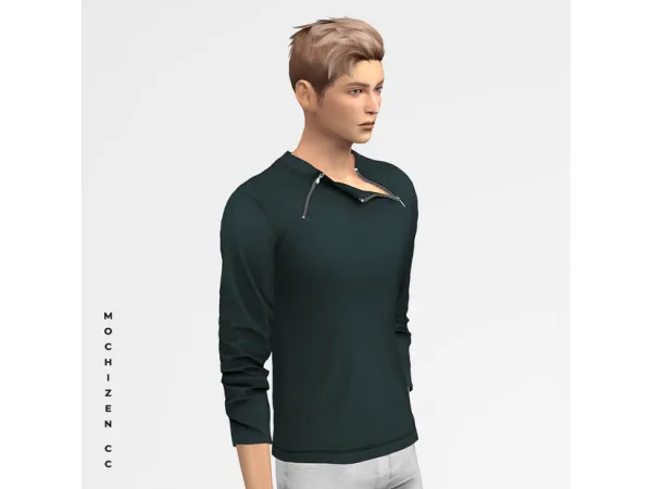 Mix Sweatshirt Zip Vers (Male) by Mochizen CC - The Sims 4 Custom Content
