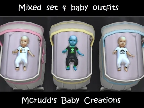 Maxis Match mcrudd's Mixed set 4 baby outfits - The Sims 4 Custom Content