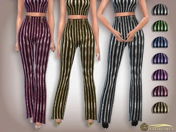 Maxis Match Harmonia's Sequin High waisted Flare Pants - The Sims 4 Custom Content