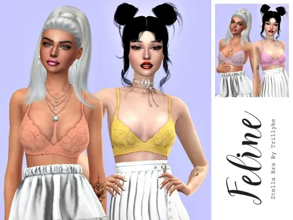 Maxis Match HazelsCloset's Feline Stella Lingerie Bra Recolor Trillyke - The Sims 4 Custom Content