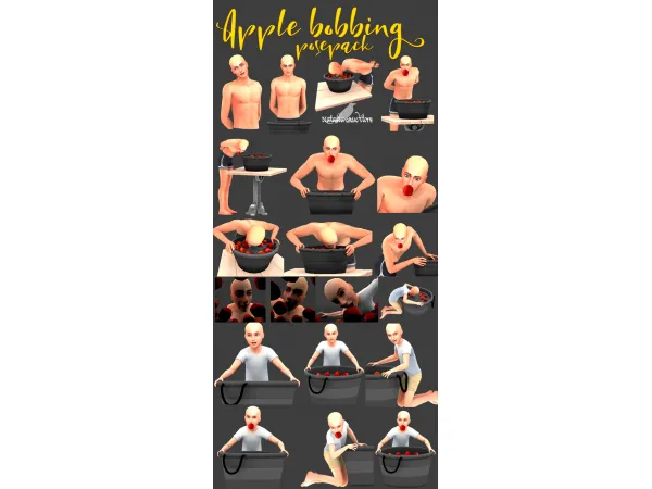 Maxis Match Apple bobbing posepack objs and acc Auditore by Natalia - The Sims 4 Custom Content