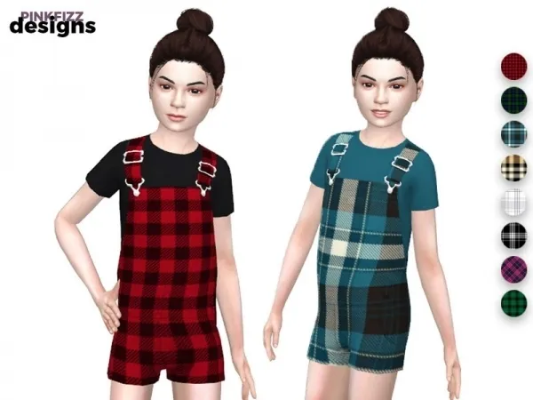 Maxis Match Pinkfizzzzz's Junior Tartan Overalls - The Sims 4 Custom Content