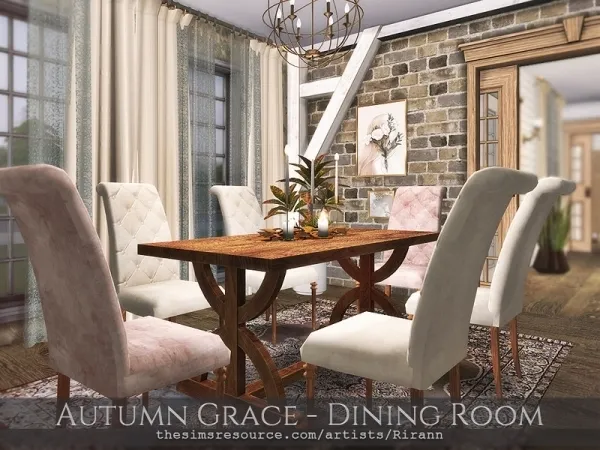 Alpha Rirann's Autumn Grace Dining Room - The Sims 4 Custom Content