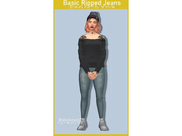 Maxis Match Basic Ripped Jeans T E Replacer - The Sims 4 Custom Content