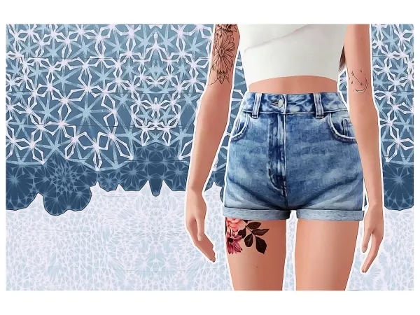 Cuffed Jean Shorts by simsfinds - The Sims 3 Custom Content