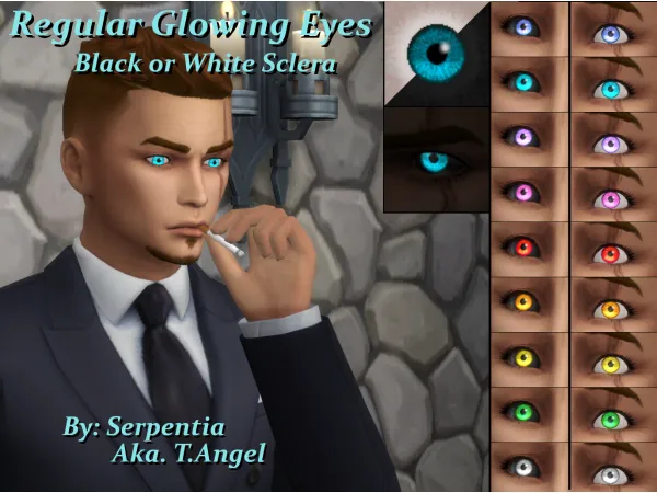 Maxis Match Regular Glowing Vampire Eyes both Black and White Sclera by Serpentia - The Sims 4 Custom Content