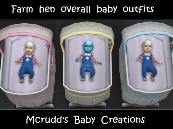Maxis Match mcrudd's Farm hen overalls baby outfits - The Sims 4 Custom Content