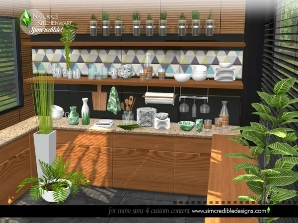 Alpha SIMcredible's Naturalis kitchenware - The Sims 4 Custom Content