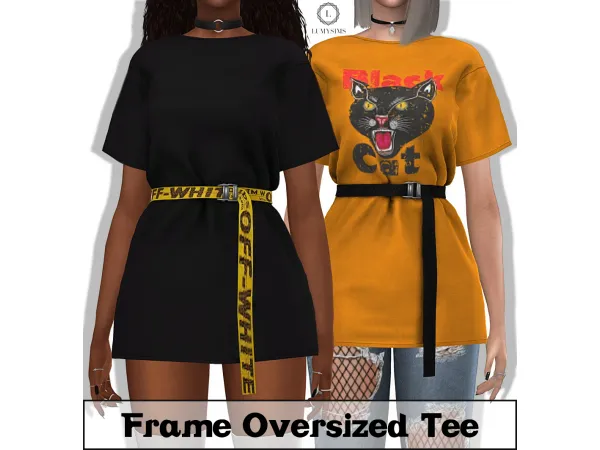 Alpha Frame Oversized Tee by lumysims - The Sims 4 Custom Content