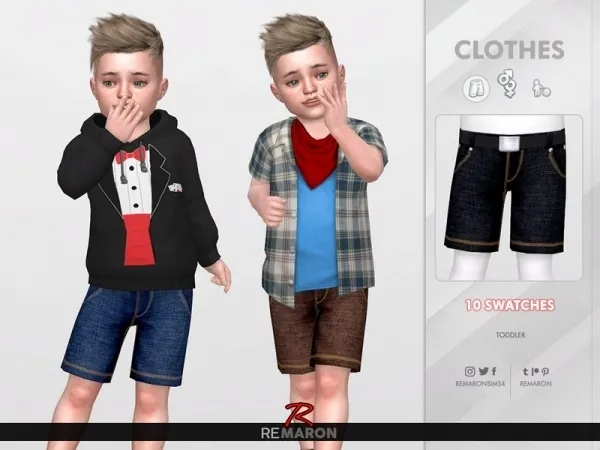 Maxis Match remaron's Denim Shorts for Toddler 01 - The Sims 4 Custom Content