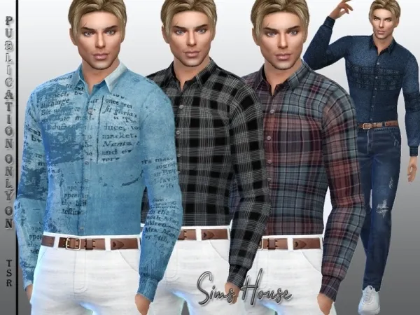 Alpha Sims House's Men's long sleeve tucked shirt - The Sims 4 Custom Content