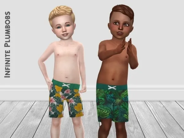 Maxis Match InfinitePlumbobs' IP Toddler Tropical Swim Trunks - The Sims 4 Custom Content
