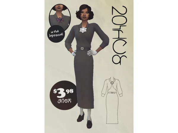 Maxis Match Viola 1930s Dress - The Sims 4 Custom Content