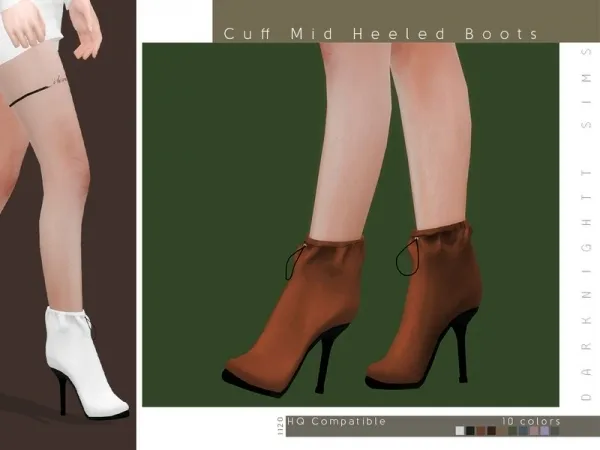 Maxis Match DarkNighTt's Cuff Mid Heeled Boots - The Sims 4 Custom Content