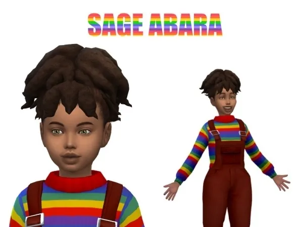 Maxis Match sageabara's Ziwo Puff Afro w Fringe Child - The Sims 4 Custom Content