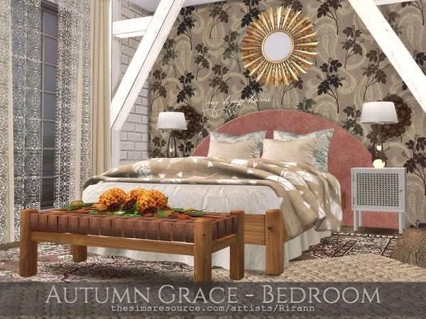 Alpha Rirann's Autumn Grace Bedroom - The Sims 4 Custom Content