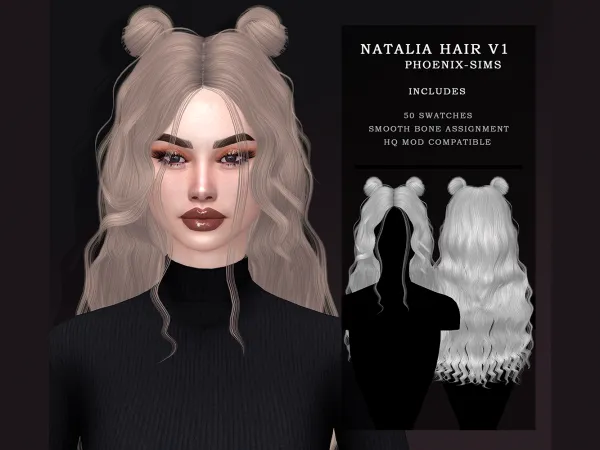 Alpha Natalia Hair V1 - The Sims 4 Custom Content