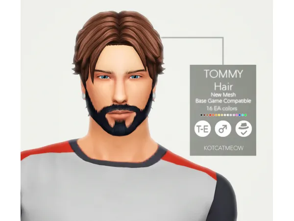 Maxis Match Tommy Hair by K O T C A T - The Sims 4 Custom Content
