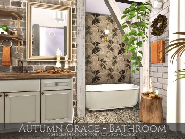Alpha Rirann's Autumn Grace Bathroom - The Sims 4 Custom Content