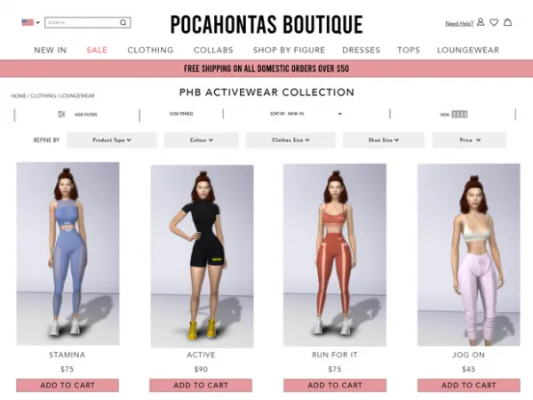 PHB Activewear Collection by POCAHONTAS BOUTIQUE